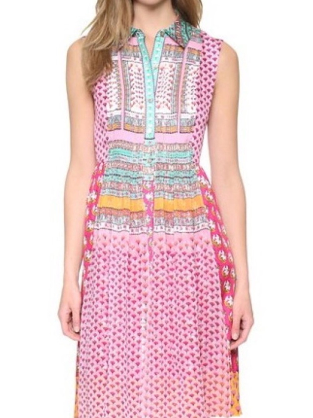 Diane Von Furstenberg Nieves Zen  Silk Pink Floral A Line Sleeveless Dress Sz 2